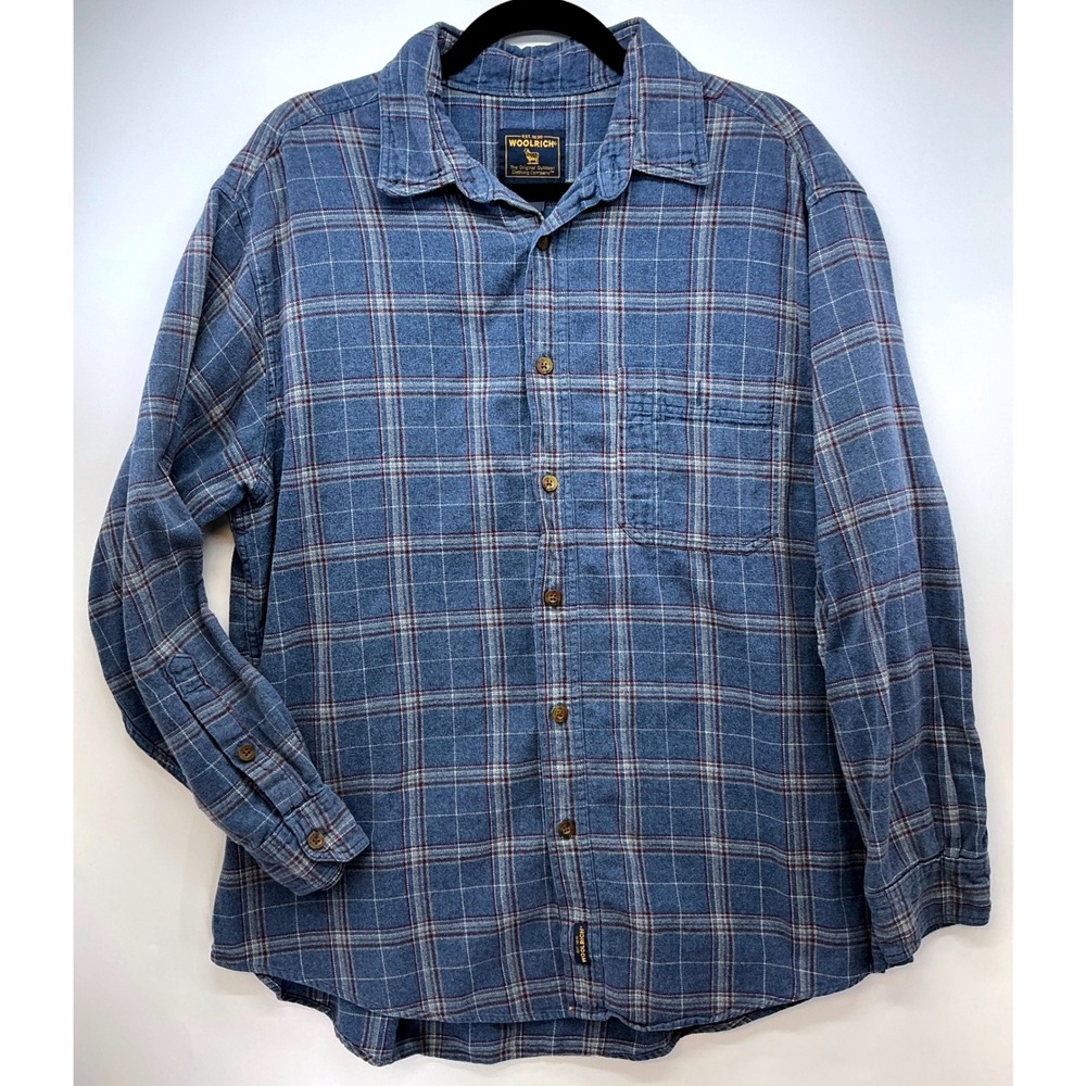 Woolrich‎ Blue Plaid Button Up Shirt Sz X Gorpcore Grunge Outdoor Layering